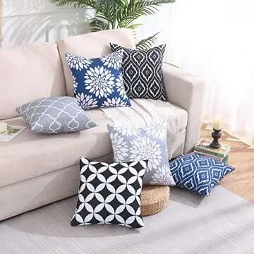 CARRIE HOME Navy Blue Waterproof Outdoor Pillow Covers 18x18