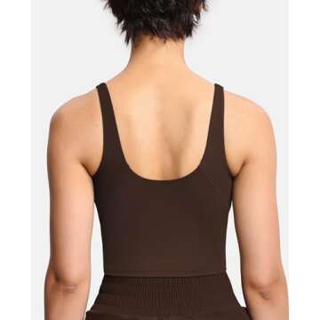Women’s Longline Sports Bra Wirefree Padded Medium Support Yoga Bras Gym Running Workout Tank Tops Brown