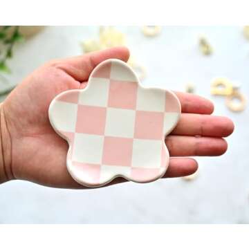 Stylish OVENKEI Checkered Jewelry Tray for Teens