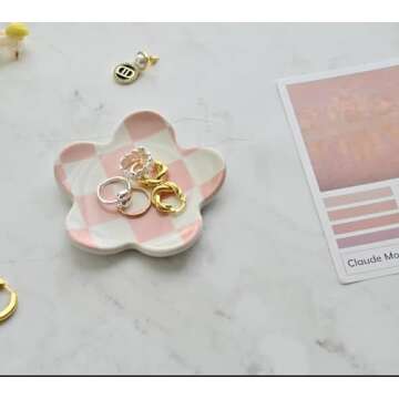 Stylish OVENKEI Checkered Jewelry Tray for Teens