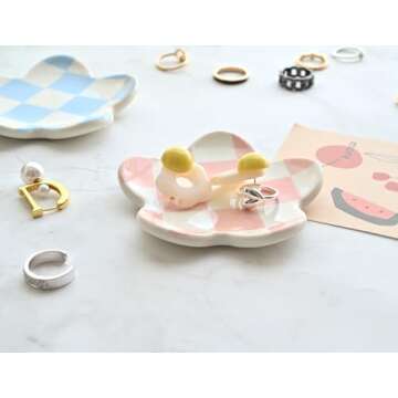 Stylish OVENKEI Checkered Jewelry Tray for Teens