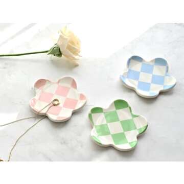 Stylish OVENKEI Checkered Jewelry Tray for Teens