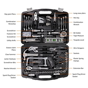 AmazonBasics 173-Piece Hand Tool Set for Home Repairs