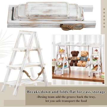 Beeveer Rustic Wooden 3 Tier Serving Tray for Parties