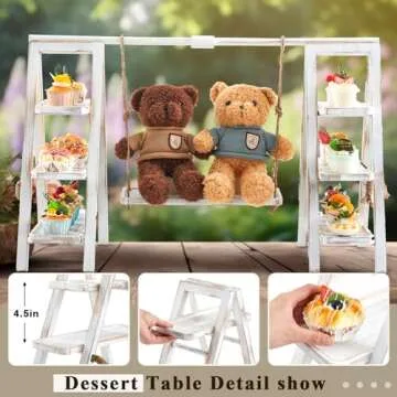 Beeveer Rustic Wooden 3 Tier Serving Tray for Parties