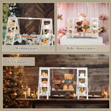 Beeveer Rustic Wooden 3 Tier Serving Tray for Parties