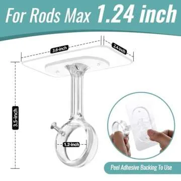 Heavy Duty No Drill Ceiling Mounted Curtain Brackets
