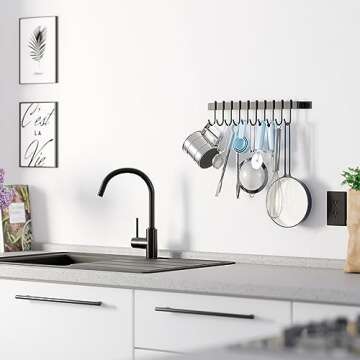 Wallniture Gourmet Kitchen Rail with 10 Hooks