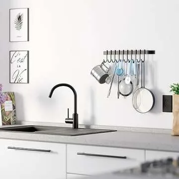 Wallniture Gourmet Kitchen Rail with 10 Hooks