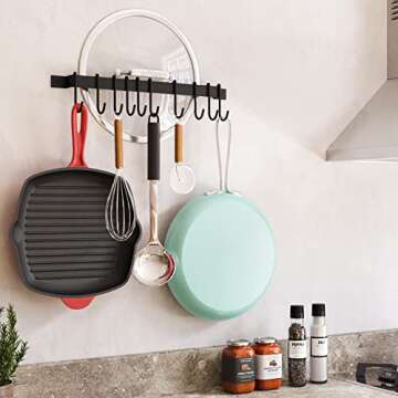 Wallniture Gourmet Kitchen Rail with 10 Hooks