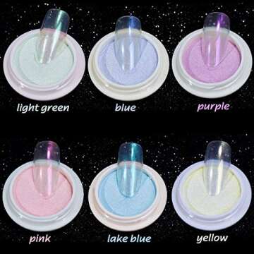 Aooba Nail Chrome Powder- Mirror Laser Nail powder，Neon Powder， Aurora Powder ，Titanium Metal Powder，Nail Art Decoration With Nail Sponge Brushes(Aurora Powder)