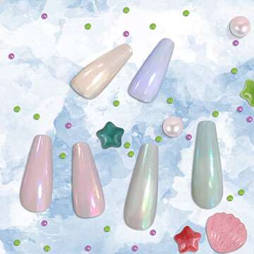 Aooba Nail Chrome Powder- Mirror Laser Nail powder，Neon Powder， Aurora Powder ，Titanium Metal Powder，Nail Art Decoration With Nail Sponge Brushes(Aurora Powder)