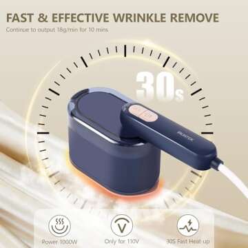iRUNTEK Steamer for Clothes, 2-in-1 Steam Iron and Garment Steamer, Portable Mini Fabric Steamer, 30...