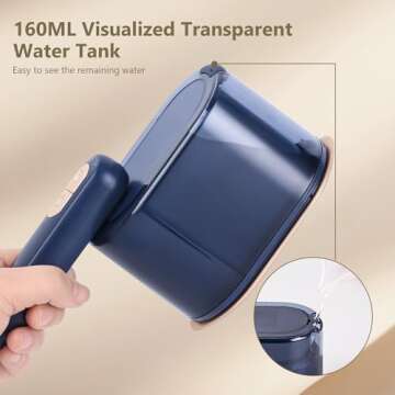 iRUNTEK Steamer for Clothes, 2-in-1 Steam Iron and Garment Steamer, Portable Mini Fabric Steamer, 30s Fast Heat-up, Handheld Garment Steamer Iron for Home and Travel, Navy Blue