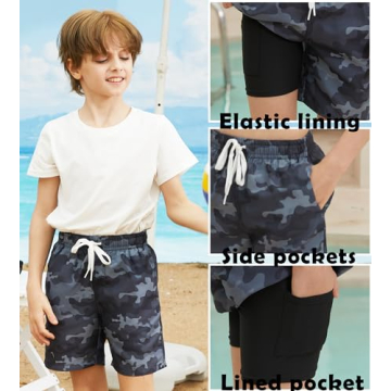 Comfortable Boys Swim Trunks with Compression Liner