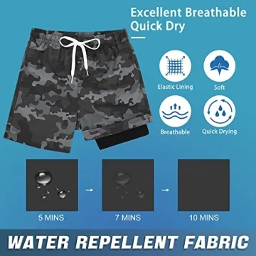 Comfortable Boys Swim Trunks with Compression Liner