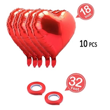 18 Inch Red Mylar Heart Balloons for Romantic Celebrations