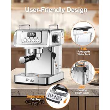 ILAVIE Espresso Machine for Perfect Lattes and Espresso
