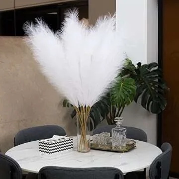 EVODIS Pampas Grass Decor Tall, 43"/110cm Faux Pampas Grass 6 Stems Large Pompass Grass Branches Tall Bulk Boho Flower Arrangement for Home Room Wedding Party Decor (White)