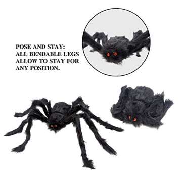 6 Halloween Spider Decorations, Realistic Hairy Spiders Set, Giant Scary Spider Props for Yard, Indoor and Outdoor Creepy Decor, Home Party Decorations (36” 30” 24” 18” 18” 12”)