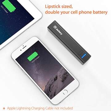 Jackery [The Smallest] Mini 3350mAh Portable Charger Power Outdoors - External Battery Pack, Premium Aluminum Power Bank, Portable Phone Charger for Smartphone (Black)