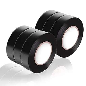 Viaky 6 Pack Electrical Tape Each Roll 0.6" x 50' High End Industrial Grade - Rated to 176 Degrees & 600 Volts - Vinyl Insulating Backing - Perfect for Electric Wiring Projects (6 Black)