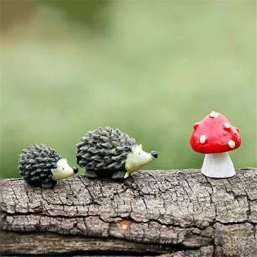 Enchanting Mini Hedgehogs and Mushroom for Fairy Gardens