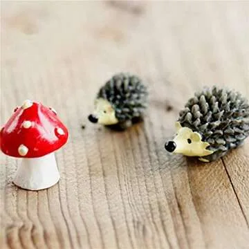 Enchanting Mini Hedgehogs and Mushroom for Fairy Gardens