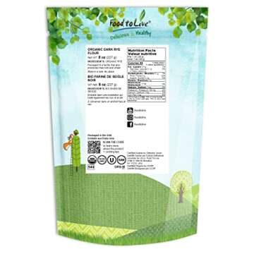 Food to Live Organic Dark Rye Flour, 8 Ounces – Whole Grain, Non-GMO, Stone Ground, Kosher, Raw, V...