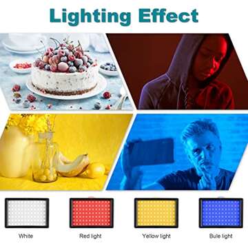 PHOPIK Dimmable 5600K LED Video Light with Adjustable Tripod Stand & Color Filters, 2-Pack Continuous Photography Lighting for Webcam, Zoom, Streaming, YouTube, TikTok, Photography Lighting