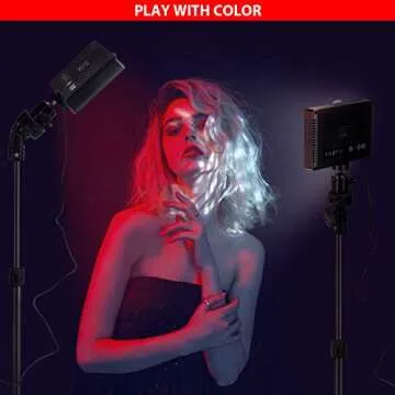 PHOPIK Dimmable 5600K LED Video Light with Adjustable Tripod Stand & Color Filters, 2-Pack Continuous Photography Lighting for Webcam, Zoom, Streaming, YouTube, TikTok, Photography Lighting