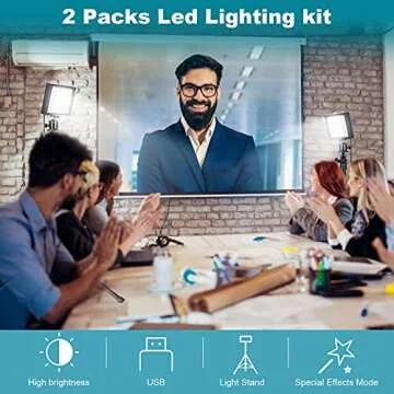 PHOPIK Dimmable 5600K LED Video Light with Adjustable Tripod Stand & Color Filters, 2-Pack Continuous Photography Lighting for Webcam, Zoom, Streaming, YouTube, TikTok, Photography Lighting