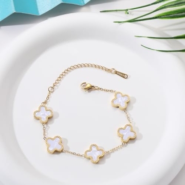 Trendy 18K Gold Plated Clover Bracelet for Women