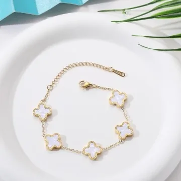 Trendy 18K Gold Plated Clover Bracelet for Women