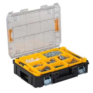 DEWALT TSTAK Tool Organizer, Small Parts Tool Box with Removable Compartments (DWST17805)