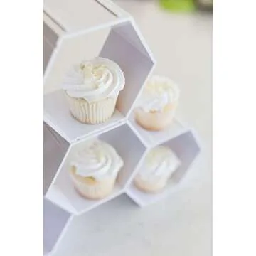 Kwirkworks Cupcake Stand -Unique Design Honeycomb Cupcake holder |Create Several Styles with Different Combinations of Hexagon Shelf (White)