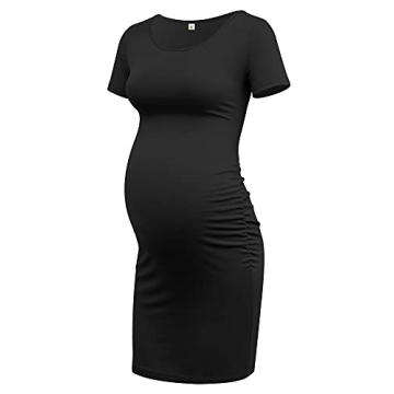 GLAMIX Women's Maternity Dress Comfortable Bodycon Style