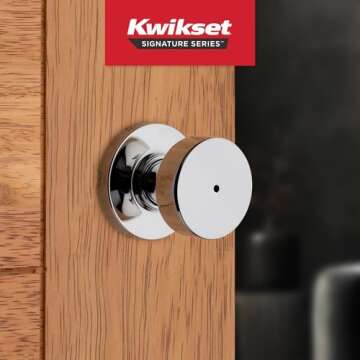 Kwikset Pismo Interior Privacy Door Knob - Modern Chrome Keyless Lock