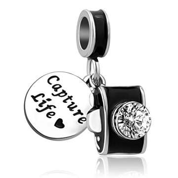 CharmSStory Camera Travel Capture Life Dangle Charm Bead for Charm Bracelet (Black)
