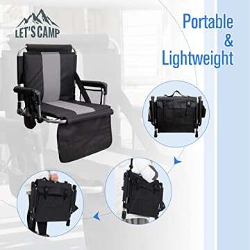 LET'S CAMP Portable Stadium Seat with Cup Holder and Mesh Bag