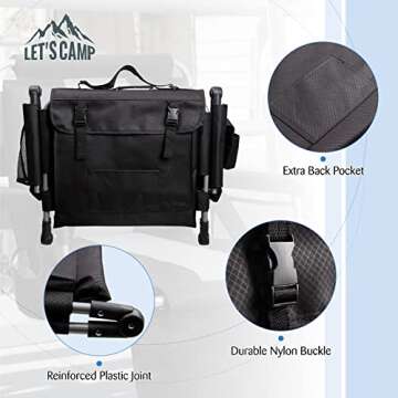 LET'S CAMP Portable Stadium Seat with Cup Holder and Mesh Bag