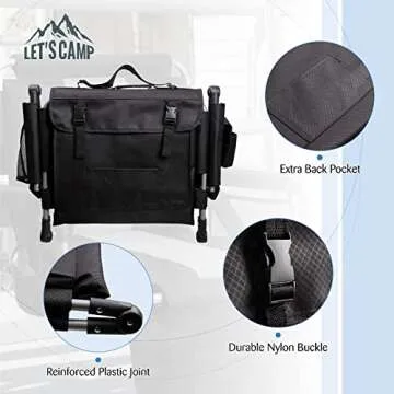 LET'S CAMP Portable Stadium Seat with Cup Holder and Mesh Bag
