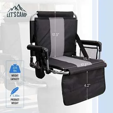 LET'S CAMP Portable Stadium Seat with Cup Holder and Mesh Bag