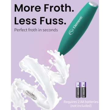 Elementi Matcha Whisk & Frother Set - Powerful Electric Matcha Mixer, Easy to Use Macha Wisk Kit - Craft Effortless Lattes with the Elementi Milk Frother Wand (Emerald Green)