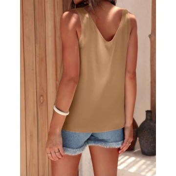 Ekouaer Womens Satin V Neck Cami Blouse for Every Occasion