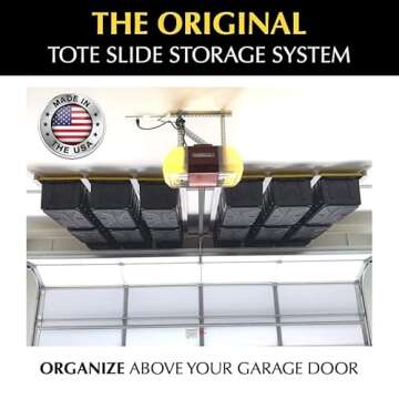 E-Z Garage Storage Alloy Steel Tote Slide PRO Overhead Garage Storage Rack - Organize Up to 15 Stora...