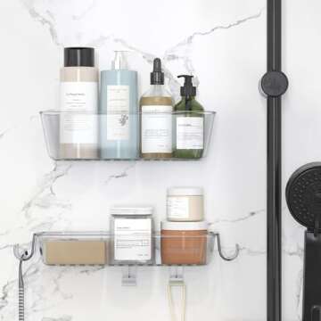 TZAMLI Shower Caddy - Adhesive Organizer for Bathroom