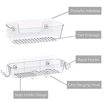 TZAMLI Shower Caddy - Adhesive Organizer for Bathroom