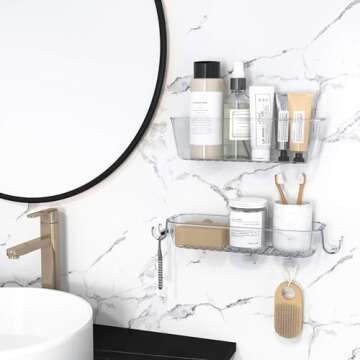TZAMLI Shower Caddy - Adhesive Organizer for Bathroom