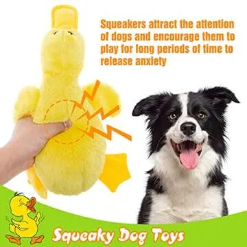 EXPAWLORER Plush Squeaky Duck Dog Toy - 14" Large Stuffed Soft Cute Duck, Best Birthday Gift Interactive Filled Chew Toys for Small Medium Large Dogs Puppy Biting Training Teething, Yellow